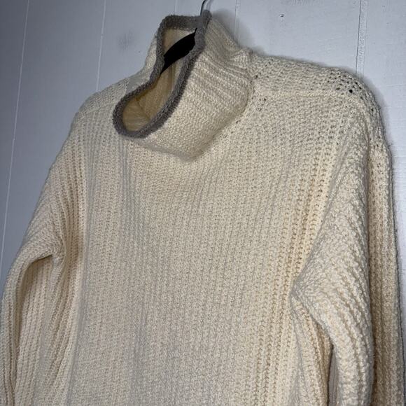 Maeve Anthropologie Women’s Chunky Knit Mock Neck Sweater Ivory Cream Size S - Picture 3 of 7